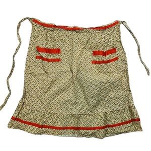 Vintage Womens One Size Fits All Half Apron Cocktail 50s Delicate Floral Cotton